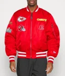 Kansas City Chiefs Ma-1 Red Bomber Satin Full-zip Jacket