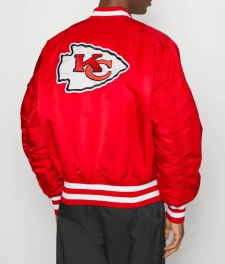 Kansas City Chiefs Ma-1 Red Bomber Satin Full-zip Jacket.