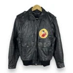 Kleen Sweep Skull A-2 Black Learher Flight Jacket.