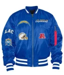 Los Angeles Chargers Ma-1 Royal Blue Full-snap Satin Bomber Jacket