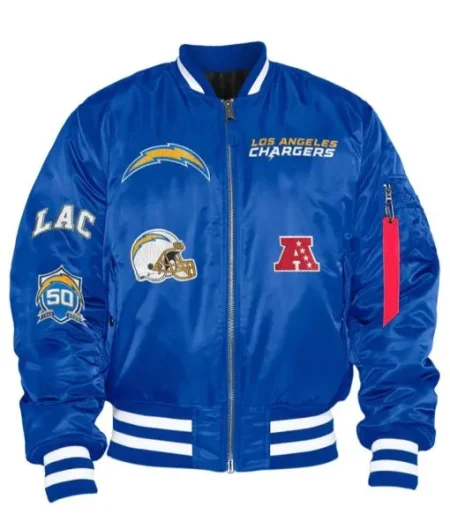 Los Angeles Chargers Ma-1 Royal Blue Full-snap Satin Bomber Jacket