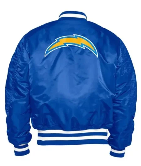 Los Angeles Chargers Ma-1 Royal Blue Full-snap Satin Bomber Jacket.