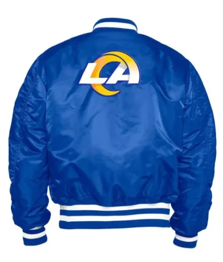 Los Angeles Rams Ma-1 Royal Blue Bomber Satin Jacket.