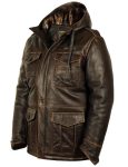 M-65 Cap Winter Brown Leather Field Jacket