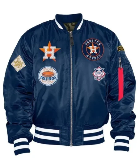 Ma-1 Houston Astros Bomber Blue Satin Jacket