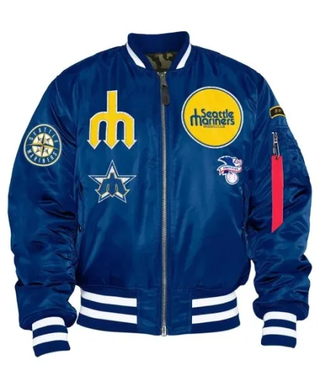 Ma-1 Seattle Mariners Bomber Satin Blue Jacket