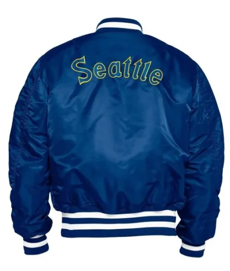 Ma-1 Seattle Mariners Bomber Satin Blue Jacket.