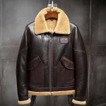 Men's Airforce Dark Brown B-3 Sheepskin Leather Shearling Flight Jacket