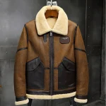 Men's Airforce Distressed Brown B-3 Sheepskin Leather Shearling Flight Jacket