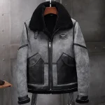 Men’s Airforce Grey B-3 Sheepskin Leather Shearling Flight Jacket