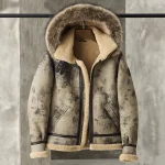 Men’s Aviator B3 Flight Bomber Removable Hood Shearling Jacket