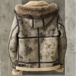 Men’s Aviator B3 Flight Bomber Removable Hood Shearling Jacket