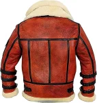 Men’s Aviator Pilot B-3 Shearling Black Stripes Fur Brown Leather Jacket