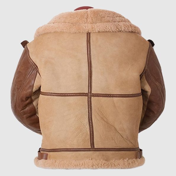 Men’s B-3 Aviator Sheepskin Leather Shearling Flying Pilot Jacket.