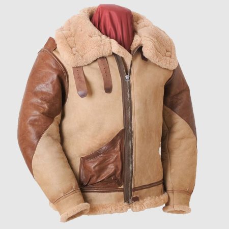 Men’s B-3 Aviator Sheepskin Leather Shearling Flying Pilot Jacket