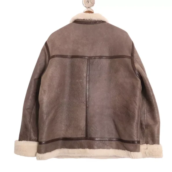 Men's B-3 Brown Shearling Leather Jacket.