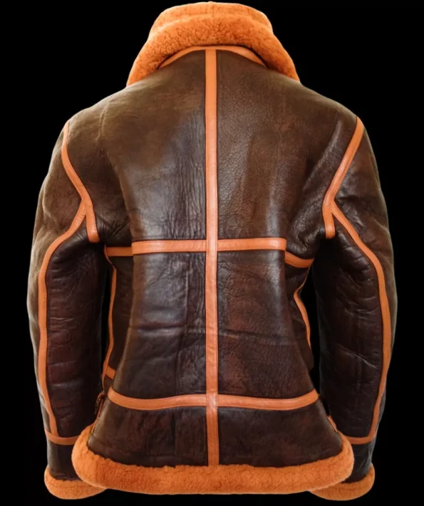 Men's B-3 Sheepskin Leather Shearling Aviator Flying Pilot Bomber Flight Jacket.