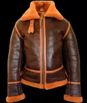 Men's B-3 Sheepskin Leather Shearling Aviator Flying Pilot Bomber Flight Jacket