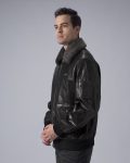 Men’s Black G-1 Aviator Leather Jacket With Fur Collar