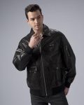 Men's Bomber Jacket Air Force A-2 Black Leather Flight Jacket