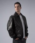 Men’s Bomber Jacket Air Force A-2 Black Leather Flight Jacket
