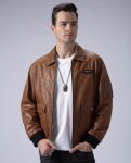 Men’s Bomber Jacket Air Force A-2 Brown Leather Flight Jacket