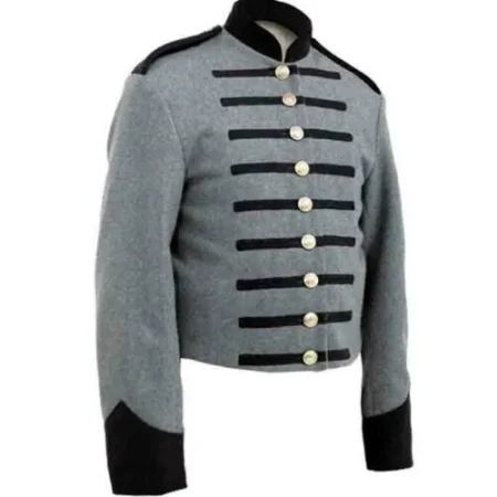Men's Cavalry Gray With Front Black Braiding Military Jacket.
