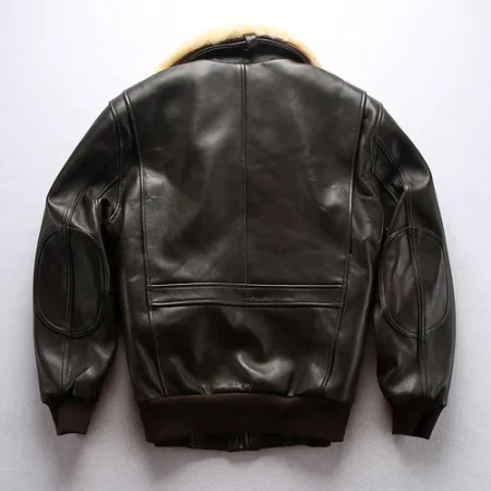 Men's G-1 Brown Leather Bomber Jacket .