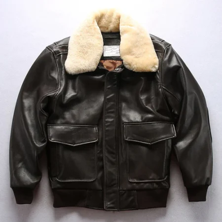 Men's G-1 Brown Leather Bomber Jacket