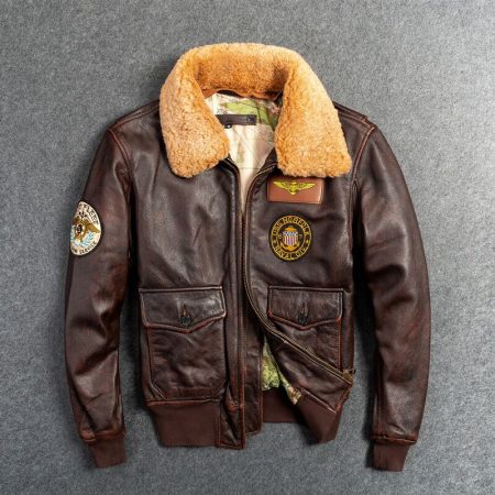 Men’s Genuine Leather G-1 First Layer Leather Motorcycle Jacket