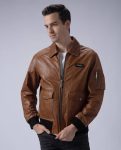 Men’s Bomber Jacket Air Force A-2 Brown Leather Flight Jacket