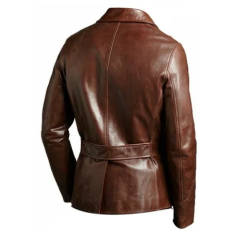 Men's Leather Brown Cafe Racer Sheepskin Field Jacket.