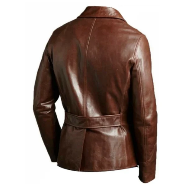 Men's Leather Brown Cafe Racer Sheepskin Field Jacket.