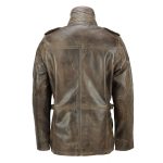 Men’s Military Distressed Brown Leather Field Jacket