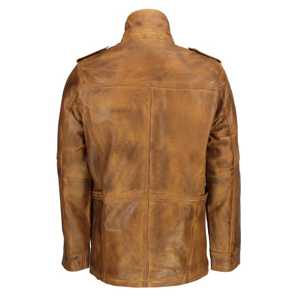 Men's Military Tan Leather Field Jacket.