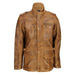 Men’s Military Tan Leather Field Jacket