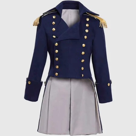Mens Navy Blue Colonial Military Uniform Jacket