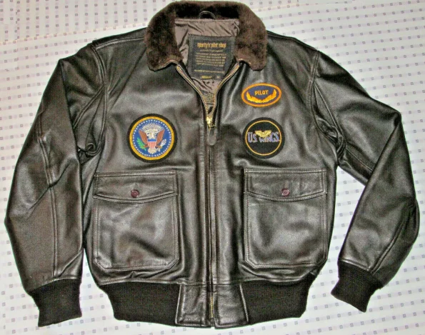 Men's Top Gun G-1 Black Goatskin Leather Bomber Jacket
