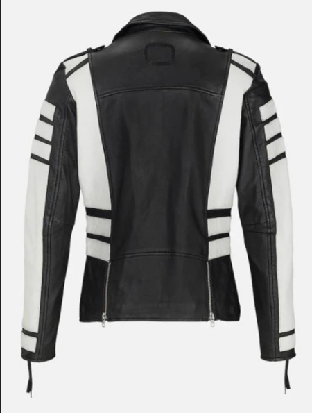 Men's Two-tone Black And White Moto Jacket.