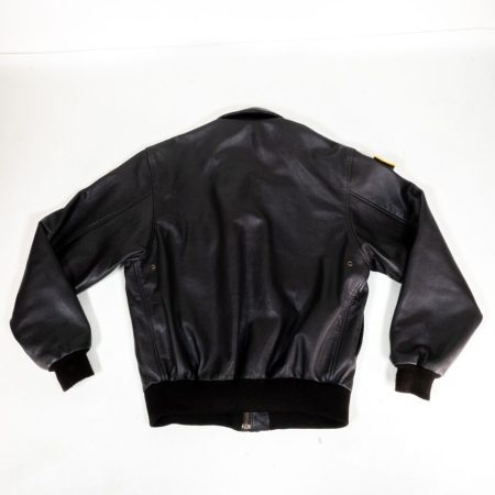 Military A-2 Black Leather Bomber Flight Jacket.