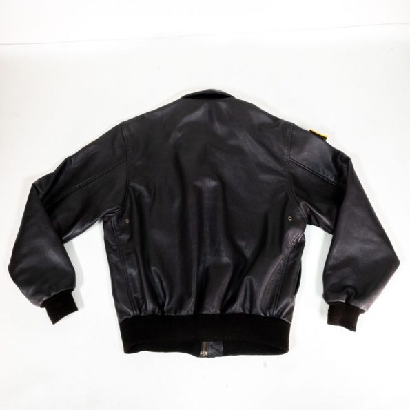 Military A-2 Black Leather Bomber Flight Jacket.