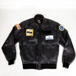 Military A-2 Black Leather Bomber Flight Jacket