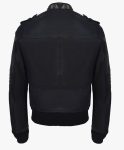 Military Black Leather Bomber Flight Jacket