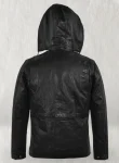 Military M-65 Black Leather Hood Jacket