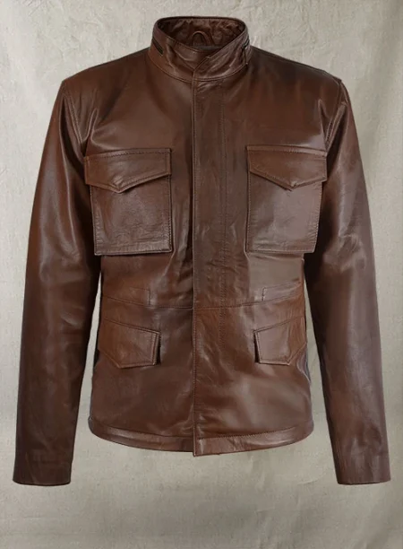 Military M-65 Spanish Brown Leather Jacket