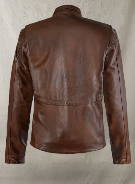 Military M-65 Spanish Brown Leather Jacket.