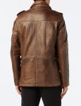 Military Style Brown Leather Field Jacket