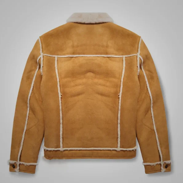 New Men's B-3 Brown Sheepskin Leather Aviator Bomber Jacket.