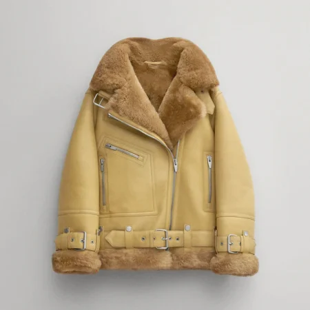 New Women's B-3 Light Brown Sheepskin Leather Shearling Aviator Jacket