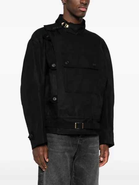 Our Legacy Off-centre High-neck Black Field Jacket.